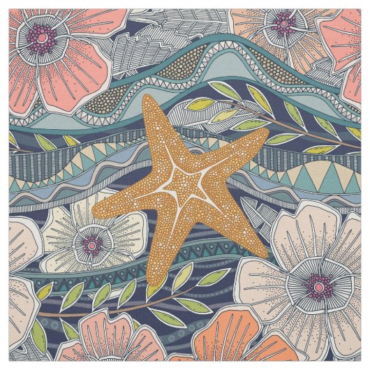 Tissu vagues tropicales marine (Échantillon)