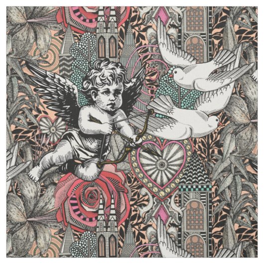 Tissu valentine maximalisme col peach fuzz (Échantillon)