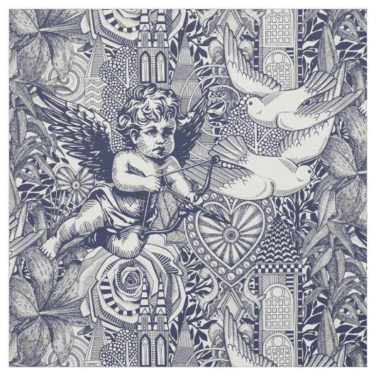 Tissu valentine maximalisme marine perle bleue (Échantillon)