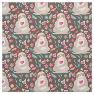Tissu Valentine Sloth Motif