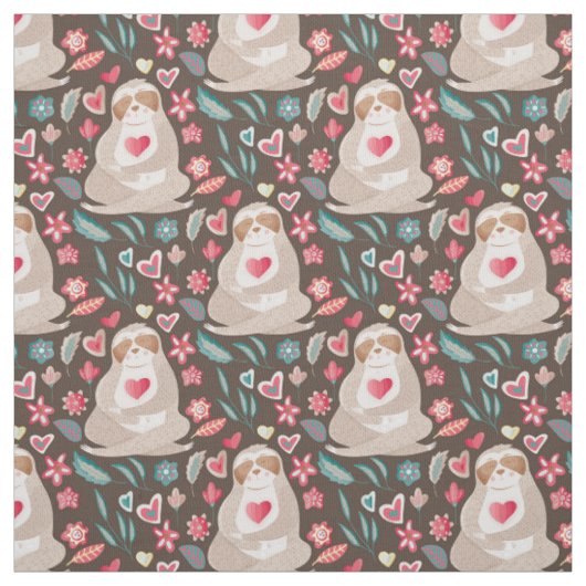 Tissu Valentine Sloth Motif (Échantillon)