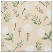 Tissu Vanille avec Fleurs Blanches Douces (Échantillon)