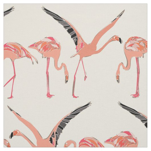 Tissu vanille de flamants (Échantillon)