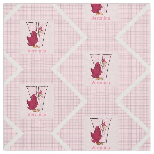 Tissu Vautour rose "V" monogrammé de l'enfant (Échantillon)