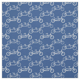 Tissu Vélo Tandem blanc en bleu