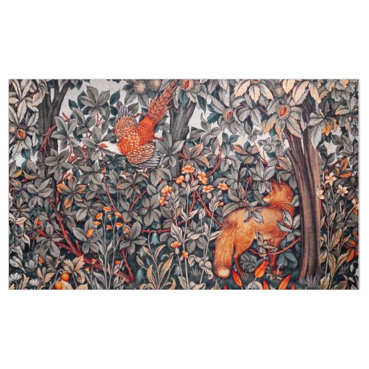 Tissu VERDURE, ANIMAUX FORESTIERS Pheasant, Renard rouge (Yard)