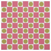 Tissu Vérification du cercle rétro rose et olive (Échantillon)