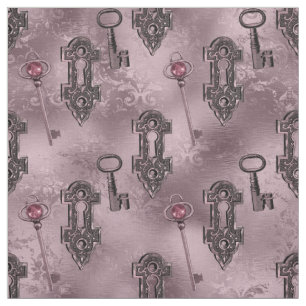 Tissu Verrouillage et clé rose Découpage Vintage