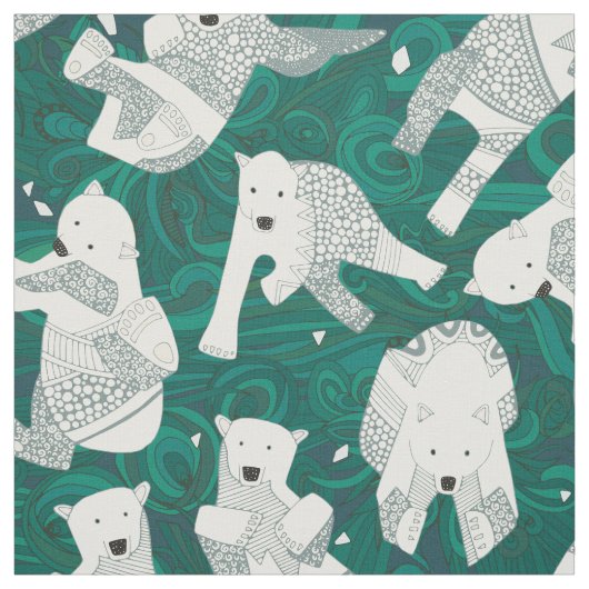 Tissu vert arctique d'ours blancs (Échantillon)
