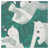 Tissu vert arctique d'ours blancs (Fermer)