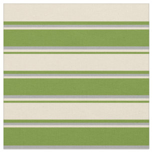 Tissu Vert, beige et gris foncé Gris rayé/lin Motif