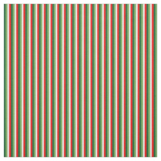 Tissu Vert, blanc étoile et trèfle rouge rayures fines (Échantillon)