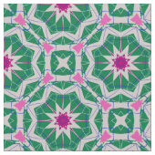 Tissu Vert blanc & rose Motif géométrique marocain (Détail)