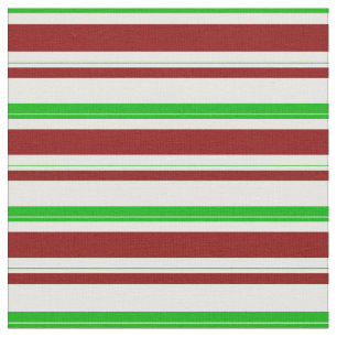 Tissu Vert, Blanc, Rouge Lignes à thème de Noël Motif