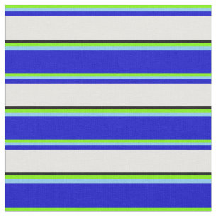 Tissu Vert, bleu ciel clair, bleu, blanc et noir