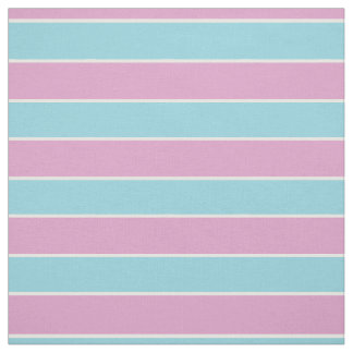 Tissu Vert/bleu écume de mer avec des rayures rose/blanc