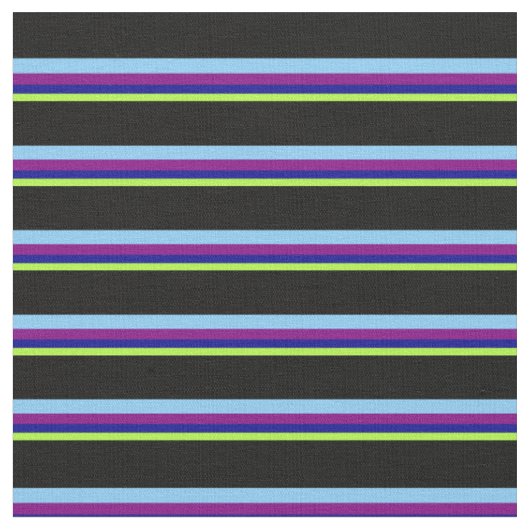 Tissu Vert, Bleu foncé, Violet, Ciel clair et Noir (Fermer)