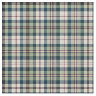 Tissu Vert, bleu marine et plaid de crème