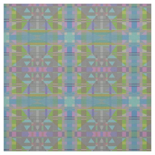 Tissu Vert bleu violet géométrique (Échantillon)