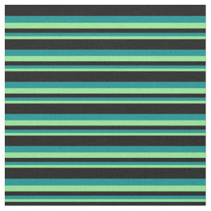 Tissu Vert clair, cyan foncé et Motif noir