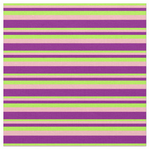 Tissu Vert clair, rose clair et rayures violettes