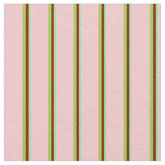 Tissu Vert clair, rouge foncé, vert et rose lignes (Fermer)