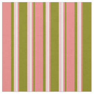 Tissu Vert, Corail clair, Blancs et Roses