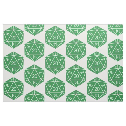 Tissu vert D20 dés (Fat Quarter)