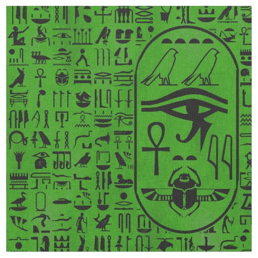 Tissu Vert de hiéroglyphes (Fermer)