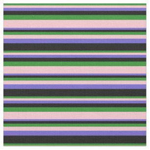 Tissu Vert de la forêt, rose, bleu ardoise et noir