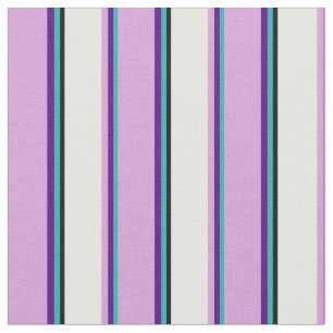 Tissu Vert de la mer claire, Indigo, Plum, Blanc et Noir
