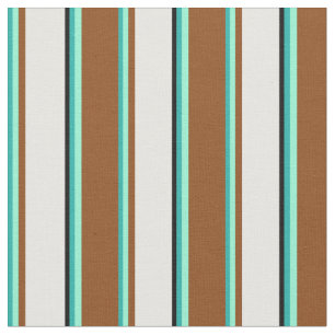 Tissu Vert de mer clair, Aquamarine, Brown, Blanc & Noir