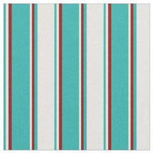 Tissu Vert de mer clair, crème de menthe et rouge foncé