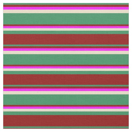 Tissu Vert de mer, rouge foncé, Fuchsia et teintée Tan (Fermer)