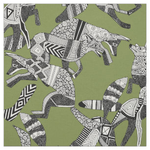 Tissu vert de partie de renard de région boisée