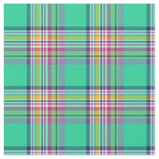 Tissu Vert de Seafoam et plaid Girly fuchsia (Fermer)