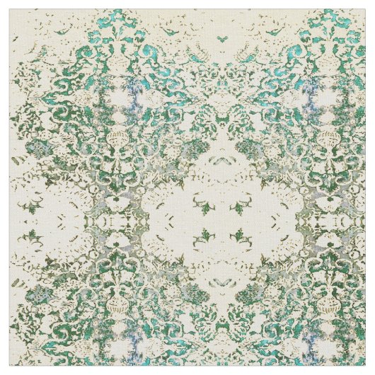 Tissu vert fleuri de fantaisie de bohémien de bloc (Fermer)
