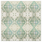 Tissu vert fleuri de fantaisie de bohémien de bloc (Échantillon)