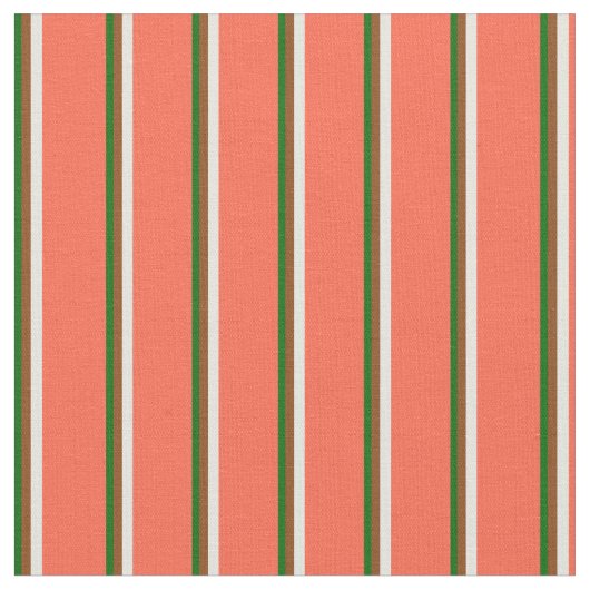Tissu Vert foncé, Brown, beige et rouge (Fermer)