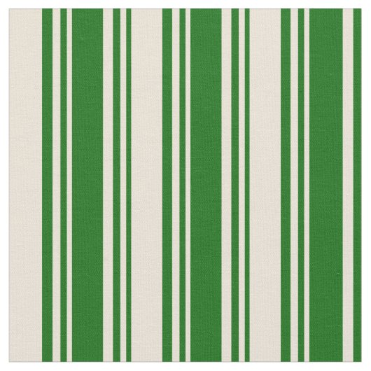 Tissu Vert foncé et Bisque Stripes Motif (Fermer)