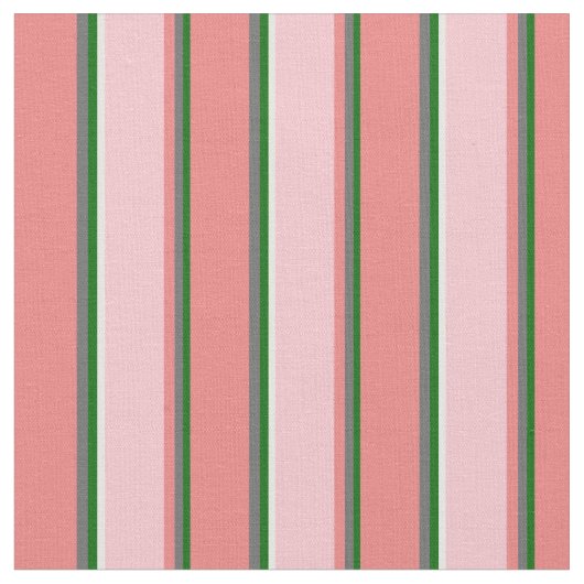 Tissu Vert foncé, gris foncé, corail clair, rose et blan (Fermer)
