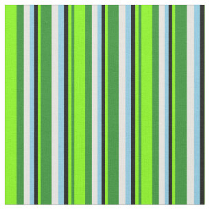 Tissu Vert Forêt, Chartreuse, Noir, Ciel Bleu & Blanc