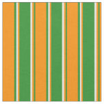 Tissu Vert for&#234;t, orange fonc&#233; et beige