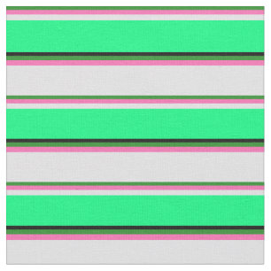 Tissu Vert forêt, rose chaud, lavande, vert et noir