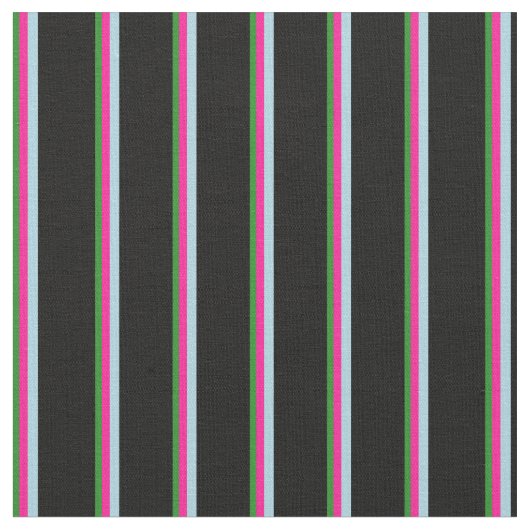Tissu Vert forêt, rose profond, bleu clair et lignes noi (Fermer)