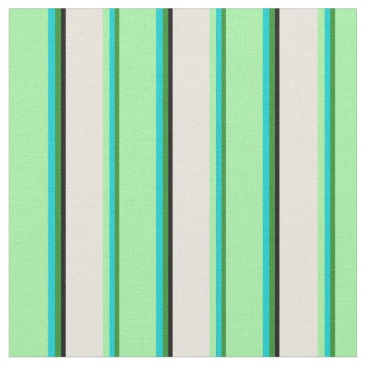Tissu Vert Forêt, Turquoise foncé, Vert, Beige & Noir (Fermer)