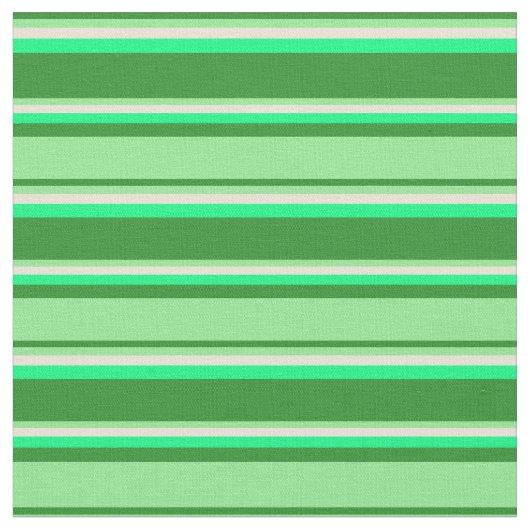 Tissu Vert forêt, Vert clair, Bisque & Lignes vertes (Fermer)