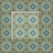 Tissu Vert gris bleu Turquoise ocre Hip Orient Bali Art (Carreau)