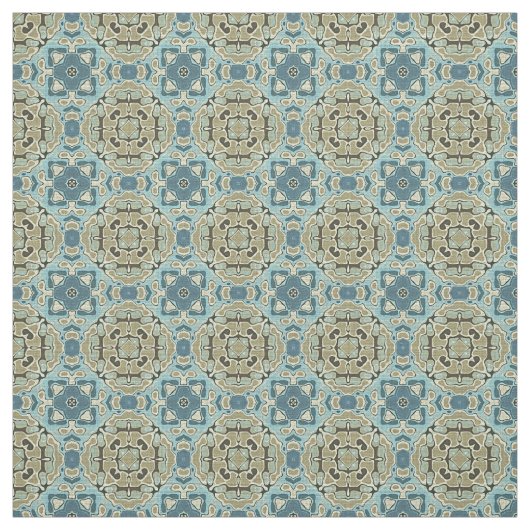 Tissu Vert gris Turquoise bleu ocre Hip Orient Bali Art (Échantillon)