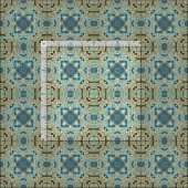 Tissu Vert gris Turquoise bleu ocre Hip Orient Bali Art (Carreau)